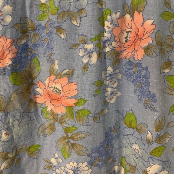 Erika Womens Pink Floral Short Sleeve Button Up Linen Blend Boho Top L Vacation - Picture 6 of 6